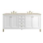 Chicago 72" Double Vanity, Glossy White, w/ 3 CM Tajnar Eclos Top w/FreePower Wireless Charger