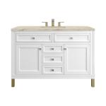 Chicago 48" Single Vanity, Glossy White, w/ 3 CM Tajnar Eclos Top w/FreePower Wireless Charger