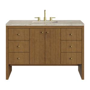 Hudson 48" Single Vanity, Honey Oak w/ 3 CM Tajnar Eclos Top w/FreePower Wireless Charger