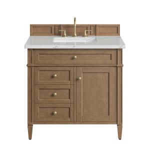 Brittany 36" Single Vanity, Pecan w/ 3 CM Ethereal Noctis Silestone Top