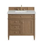 Brittany 36" Single Vanity, Pecan w/ 3 CM Ethereal Noctis Silestone Top