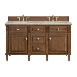 Lorelai 60" Double Vanity, Mid-Century Walnut, w/ 3 CM Tajnar Eclos Top