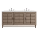 Portland 72IN Double Vanity Whitewashed Walnut w/ 3 CM Siberian Silestone Top w/FreePower Wireless Charger