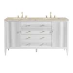 Myrrin 60" Double Vanity, Bright White, w/ 3 CM Tajnar Eclos Top w/FreePower Wireless Charger