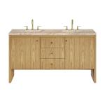 Hudson 60" Double Vanity, Light Natural Oak, w/ 3 CM Tajnar Eclos Top