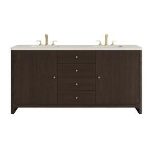Gracyn 72" Double Vanity, Sable, w/ 3 CM Siberian Silestone Widespread Top