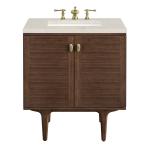 Amberly 30" Single Vanity, Mid-Century Walnut, w/ 3 CM Siberian Silestone Top