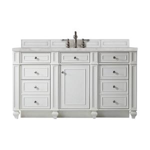 Bristol 60" Single Vanity, Bright White w/ 3 CM Victorian Silver Silestone Top w/FreePower Wireless Charger