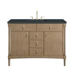 Kinnsden 48" Single Vanity, Weathered Oak w/ 3 CM Charcoal Soapstone Silestone Top