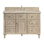 Lorelai 48" Single Vanity, Whitewashed Oak, w/ 3 CM Tajnar Eclos Top w/FreePower Wireless Charger