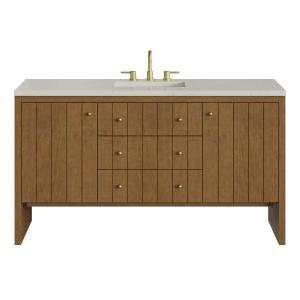 Hudson 60" Single Vanity, Honey Oak w/ 3 CM Siberian Silestone Top