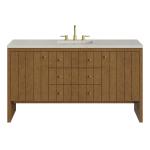 Hudson 60" Single Vanity, Honey Oak w/ 3 CM Siberian Silestone Top w/FreePower Wireless Charger