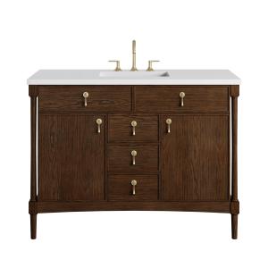 Kinnsden 48" Single Vanity, Sable Oak w/ 3 CM White Zeus Silestone Top