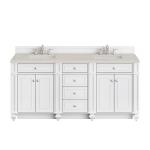 Bristol 72" Double Vanity, Bright White, w/ 3 CM Siberian Silestone Top