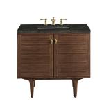 Amberly 36" Single Vanity, Mid-Century Walnut, w/ 3 CM Phantome Eclos Top