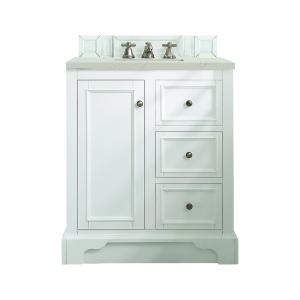 De Soto 30" Single Vanity, Bright White, w/ 3 CM Siberian Silestone Top