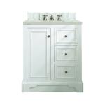 De Soto 30" Single Vanity, Bright White, w/ 3 CM Siberian Silestone Top