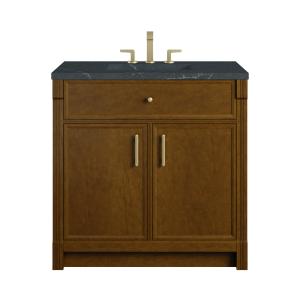 Bellshire 36" Single Vanity, Honey Oak w/ 3 CM Charcoal Soapstone Silestone Top