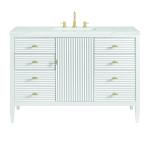 Myrrin 48" Single Vanity, Bright White w/ 3 CM Ethereal Noctis Silestone Top w/FreePower Wireless Charger