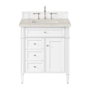 Brittany 30" Single Vanity in Bright White, w/ 3 CM Siberian Silestone Top
