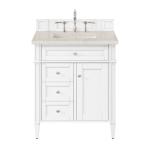 Brittany 30" Single Vanity in Bright White, w/ 3 CM Siberian Silestone Top