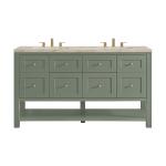 Breckenridge 60" Double Vanity, Smokey Celadon, w/ 3 CM Tajnar Eclos Top w/FreePower Wireless Charger
