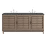 Portland 72IN Double Vanity Whitewashed Walnut w/ 3 CM Parisien Bleu Silestone Top