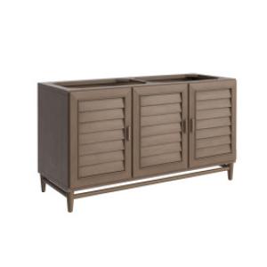 Portland 60IN Double Vanity Cabinet Whitewashed Walnut