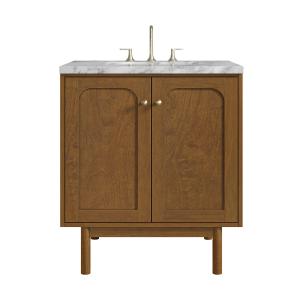 Laurent 30" Single Vanity, Honey Oak w/ 3 CM Carrara Marble Top