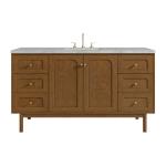 Laurent 60" Single Vanity, Honey Oak w/ 3 CM Victorian Silver Silestone Top
