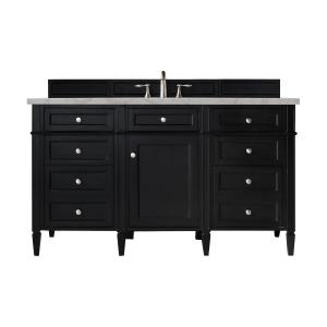 Brittany 60" Single Vanity, Black Onyx w/ 3 CM Victorian Silver Silestone Top w/FreePower Wireless Charger