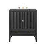 Myrrin 30" Single Vanity, Carbon Oak w/ 3 CM Parisien Bleu Silestone Top