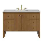 Hudson 48" Single Vanity, Honey Oak w/ 3 CM Eternal Jasmine Pearl Silestone Top