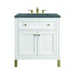 Chicago 30" Single Vanity, Glossy White, w/ 3 CM Parisien Bleu Silestone® Top