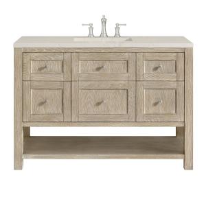 Breckenridge 48" Single Vanity, Whitewashed Oak, w/ 3 CM Siberian Silestone Top w/FreePower Wireless Charger