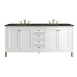 Chicago 72" Double Vanity, Glossy White, w/ 3 CM Phantome Eclos Top