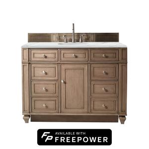 Bristol 48" Single Vanity, Whitewashed Walnut w/ 3 CM Ethereal Noctis Silestone Top w/ FreePower Wireless Charger