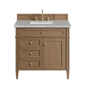 Brittany 36" Single Vanity, Pecan w/ 3 CM Victorian Silver Silestone Top