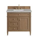Brittany 36" Single Vanity, Pecan w/ 3 CM Victorian Silver Silestone Top