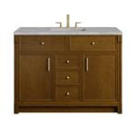 Bellshire 48" Single Vanity, Honey Oak w/ 3 CM Victorian Silver Silestone Top w/FreePower Wireless Charger