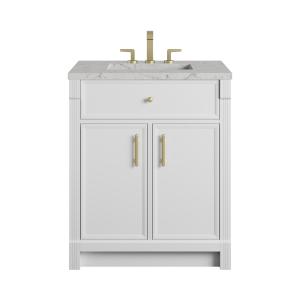Bellshire 30" Single Vanity, Bright White w/ 3 CM Eternal Jasmine Pearl Silestone Top