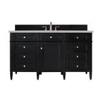 Brittany 60" Single Vanity, Black Onyx, w/ 3 CM Siberian Silestone Top w/FreePower Wireless Charger