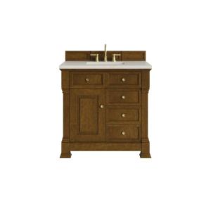 Brookfield 36" Single Vanity, Honey Oak, w/ 3 CM Siberian Silestone Top