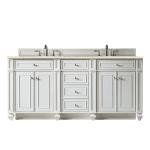 Bristol 72" Double Vanity, Bright White w/ 3 CM Eternal Marfil Silestone Top