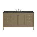 Chicago 60" Single Vanity, Walnut Whisper, w/ 3 CM Phantome Eclos Top