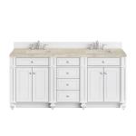 Bristol 72" Double Vanity, Bright White, w/ 3 CM Tajnar Eclos Top w/FreePower Wireless Charger