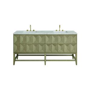 Emmeline 72" Double Vanity, Pebble Oak w/ 3 CM Victorian Silver Top w/FreePower Wireless Charger