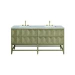 Emmeline 72" Double Vanity, Pebble Oak w/ 3 CM Victorian Silver Top w/FreePower Wireless Charger
