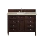Brittany 48" Single Vanity, Burnished Mahogany, w/ 3 CM Tajnar Eclos Top