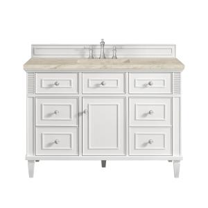 Lorelai 48" Single Vanity, Bright White, w/ 3 CM Tajnar Eclos Top w/FreePower Wireless Charger